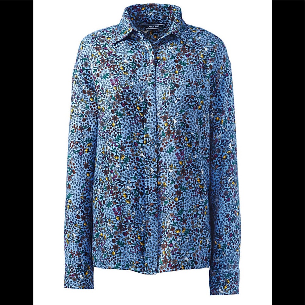 Lands’ End Women's Plus Size Brushed Rayon Collared Shirt